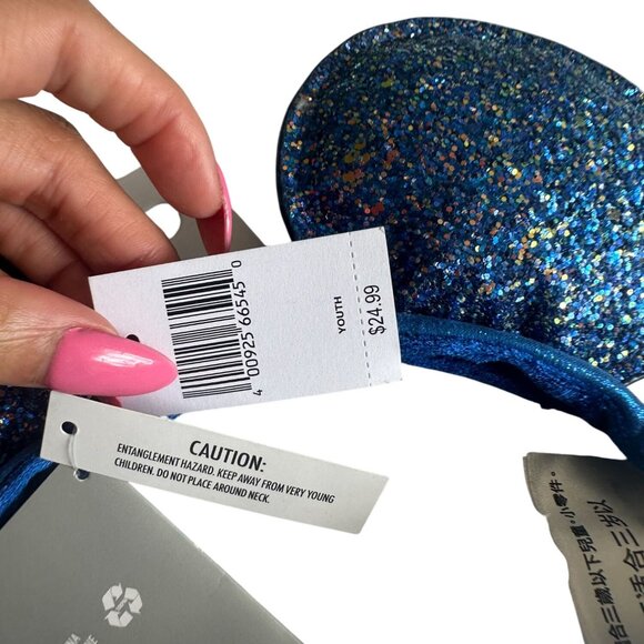 DISNEY Parks Blue Glitter Adjustable Headband Mouse Ears NEW with tags - Picture 2 of 4